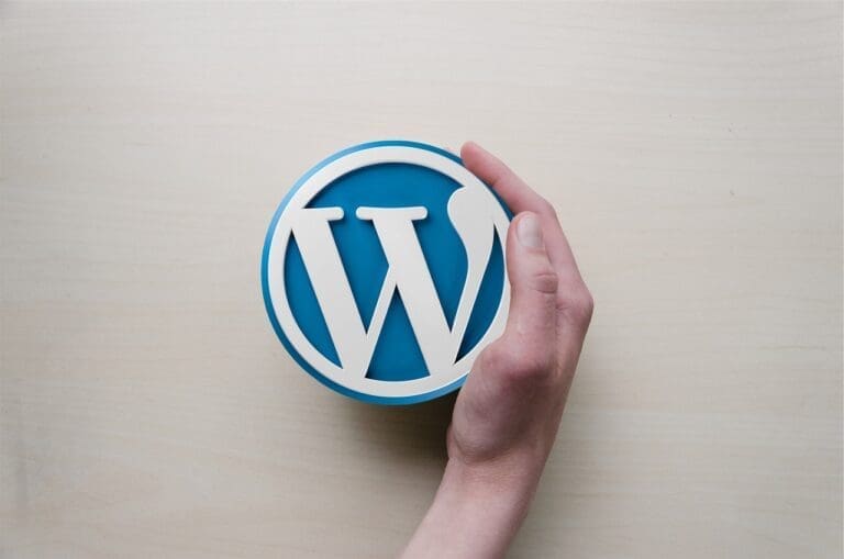 WordPress Logo held by a hand, source Pixabay