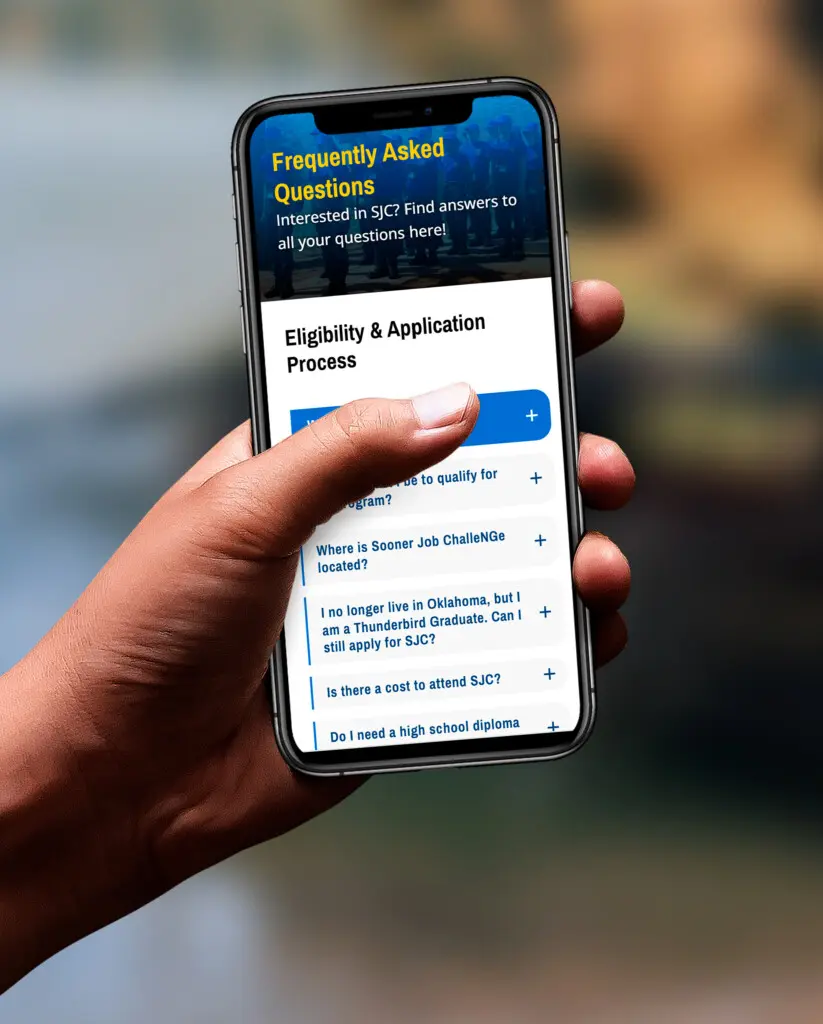 SJC FAQs responsive mobile design on a phone